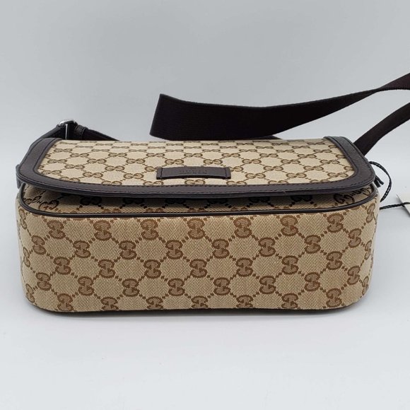 100% Authentic Gucci GG Canvas Leather Brown Messenger Shoulder Bag - Picture 7 of 12